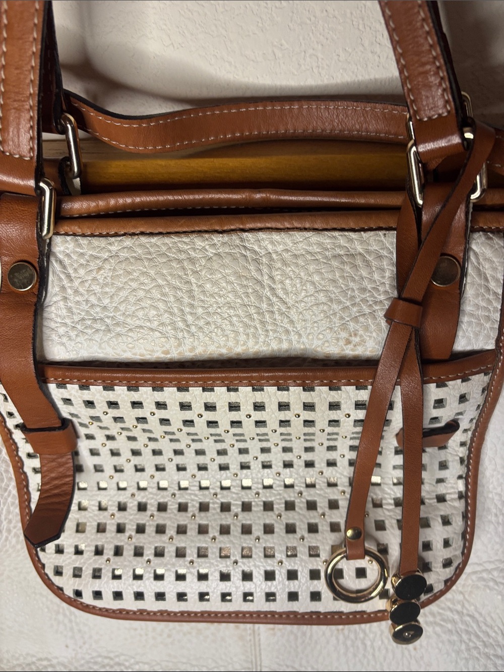 Asia Bellucci white genuine leather satchel - Picture 4 of 16